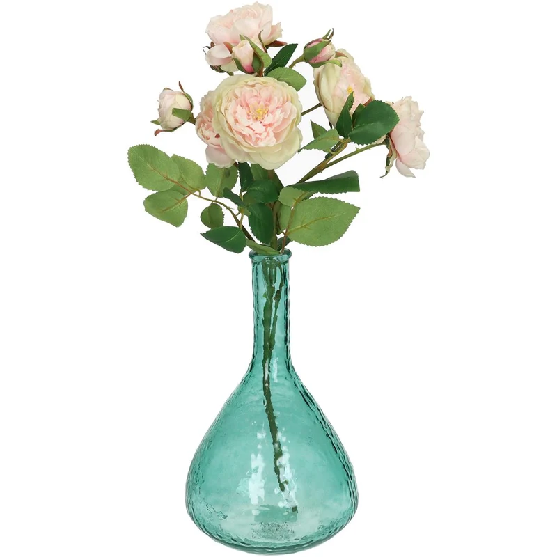 Vase aus recyceltem Glas, petrolfarben, 25x15x15cm