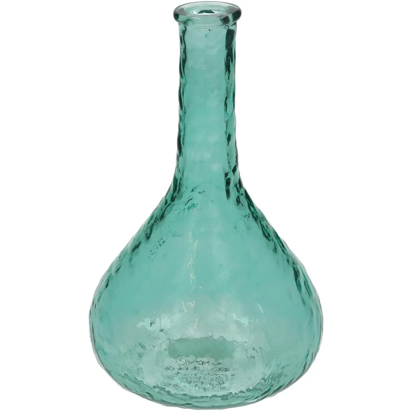 Vase aus recyceltem Glas, petrolfarben, 20x13x13cm