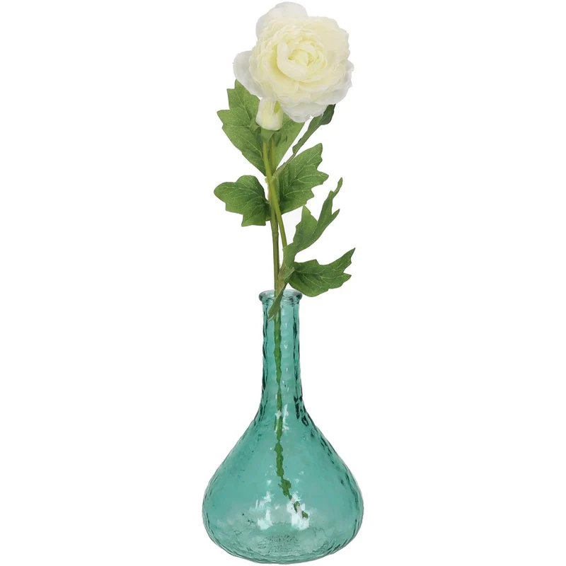 Vase aus recyceltem Glas, petrolfarben, 20x13x13cm