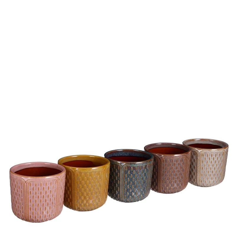 Netto-Topf, rund, l.rosa, gelb, lila, off-white, celadon, H13 D14cm