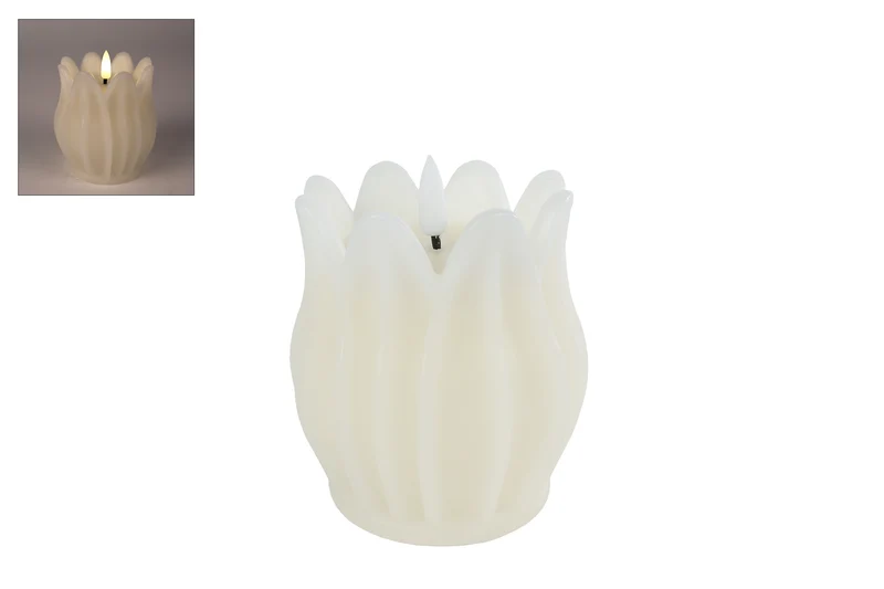 LED-Kerze "Tulip" S creme 2xAA exkl. 9x9x11cm