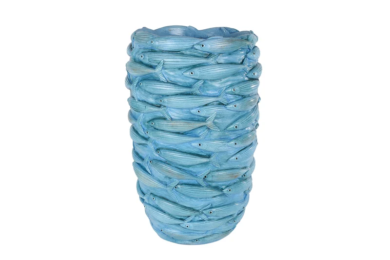 Vase "Fish" blau, Fiberglas, 29x29x45cm