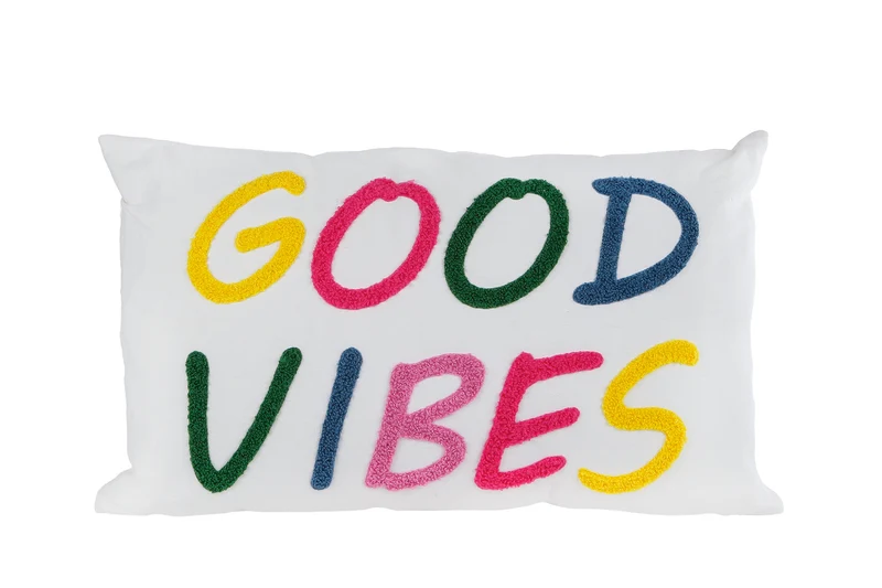 Kissen "Good Vibes" weiß/mehrfarbig Stoff 30x50x10cm