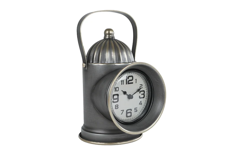 Uhr "Laterne" Messing Metall 1xAA Batterie 13,5x19x26,5cm