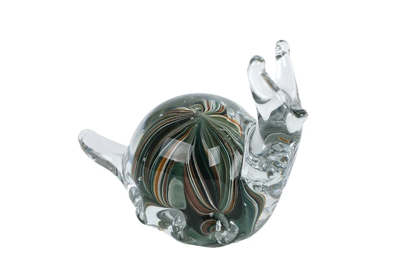 Skulptur "Schnecke" braun/grün Glas 12,5x6,5x9,5cm