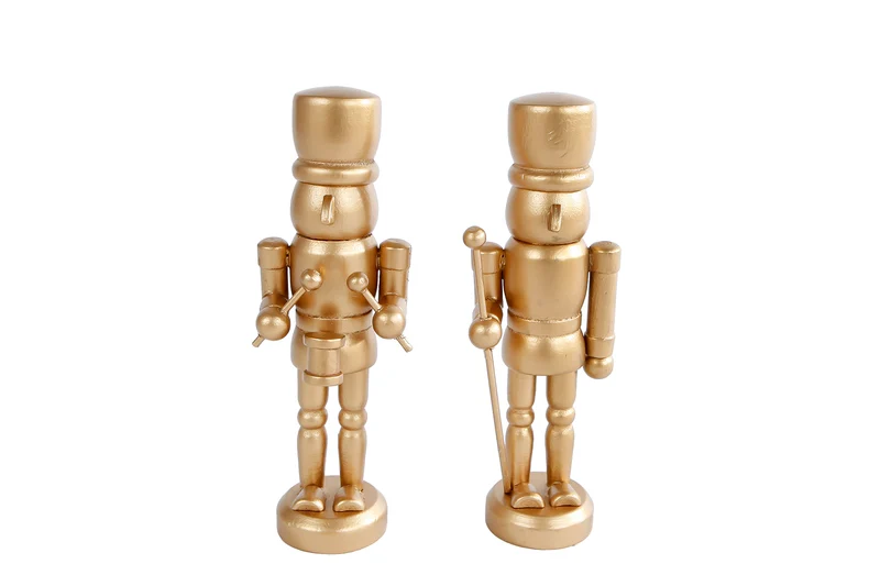 Skulptur "Nussknacker" gold 2 sortiert Holz 4x3,5x13cm