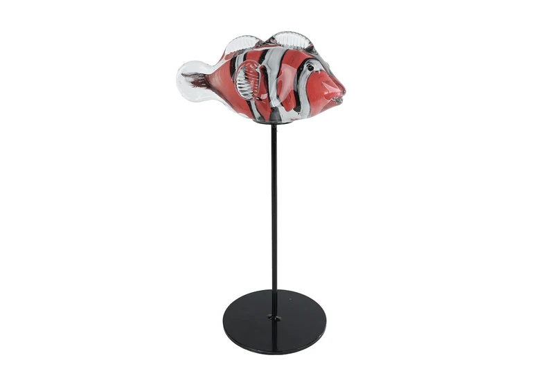 Skulptur "Fisch" aus Standard-Orange/Weißglas, 17,5x12x33cm