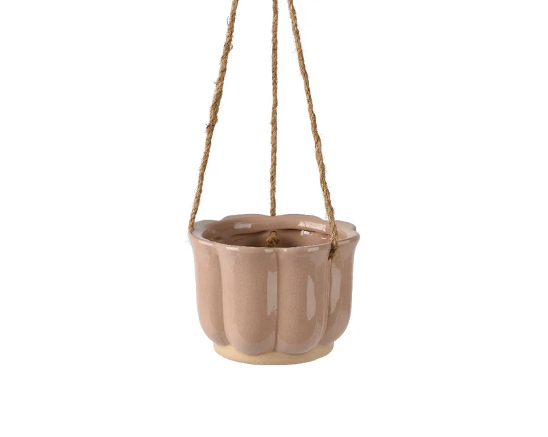 Hängepflanzgefäß aus Keramik, zartrosa, Ø 13,2 cm x H 9,5 cm