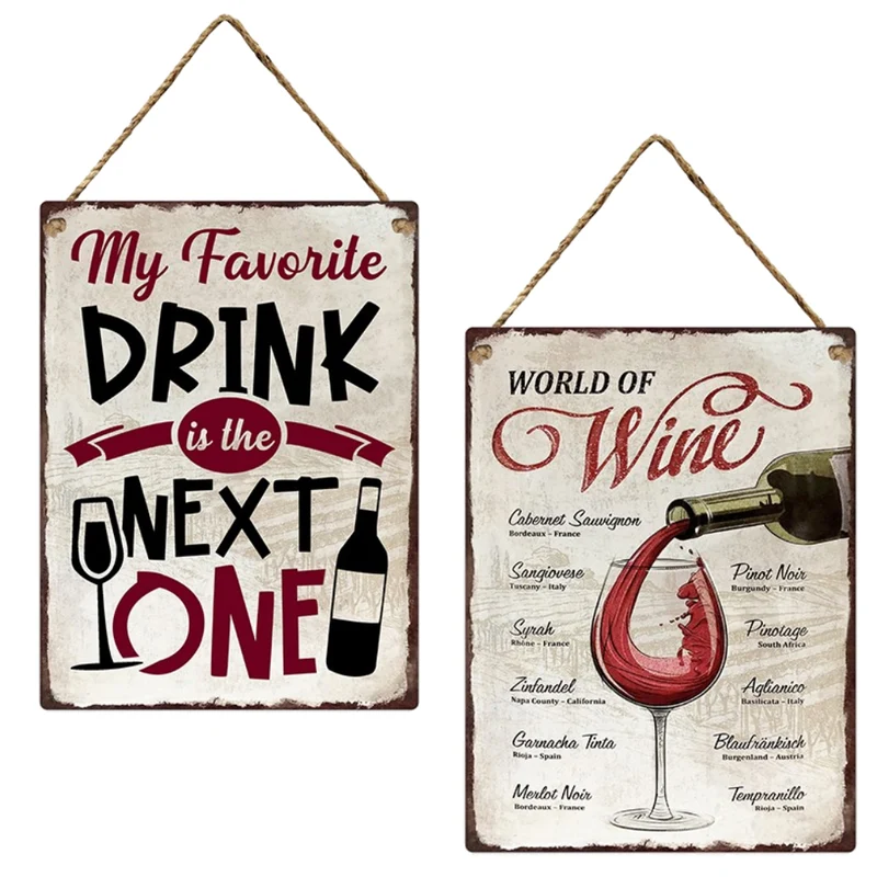 Wandhänger 30x40cm Metall Wein 2er Set