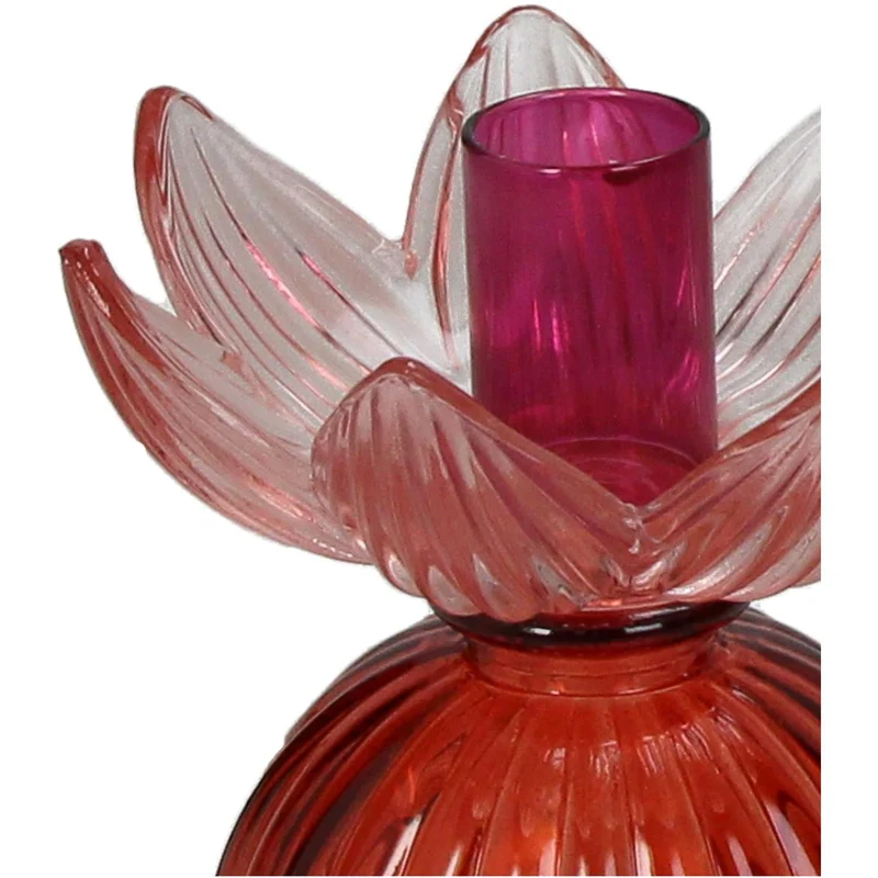 Kerzenhalter Blumen Glas Mehrfarbig 10,9x10,9x14cm