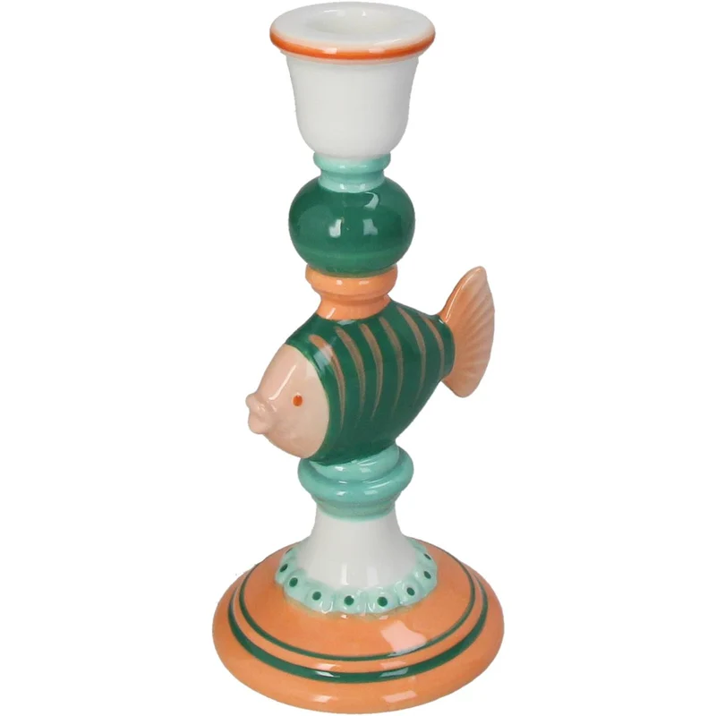 Kerzenständer Fisch Steingut Mehrfarbig 10,4x9,3x20,5cm