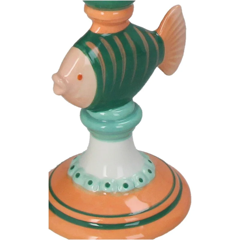 Kerzenständer Fisch Steingut Mehrfarbig 10,4x9,3x20,5cm