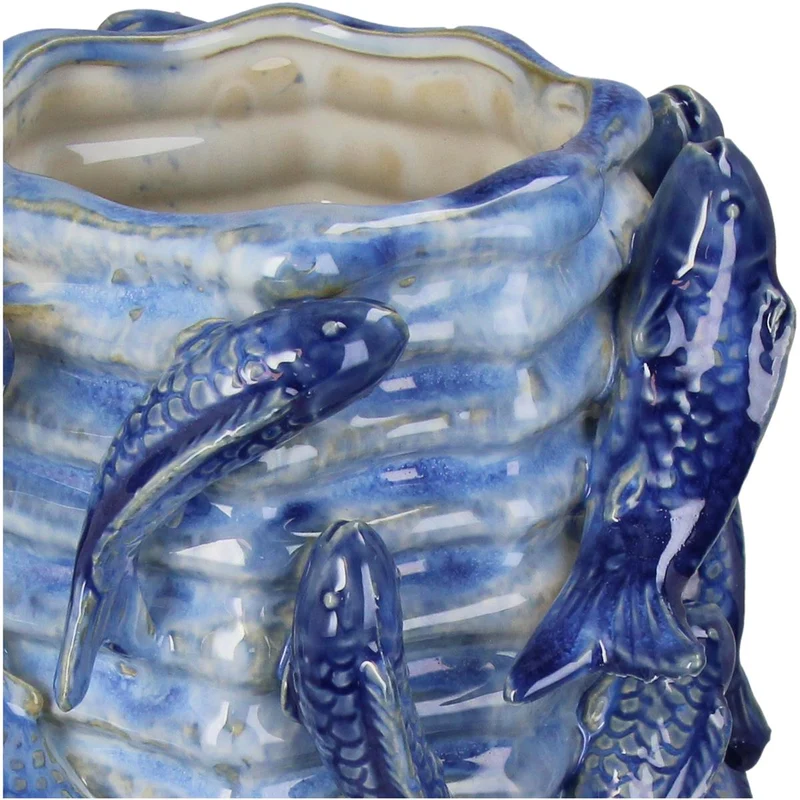 Planter Fishes Feinste Keramik Blau 23x22,5x26cm