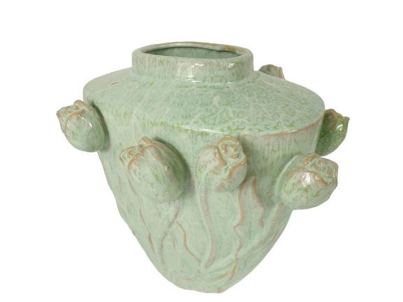 Vase Tulpe Keramik 34x25x34cm Salbeigrün