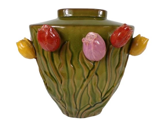 Vase Tulpe Keramik 34x25x34cm Grün