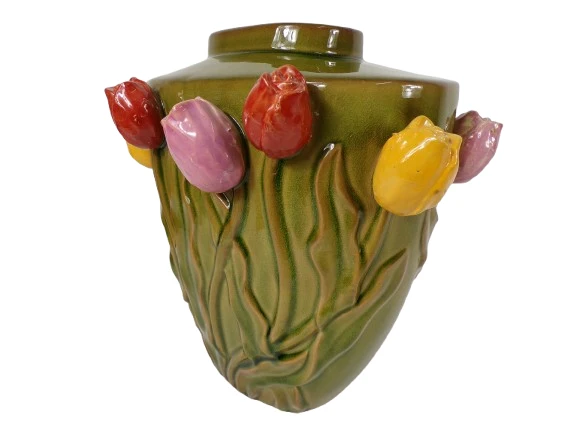 Vase Tulpe Keramik 34x25x34cm Grün