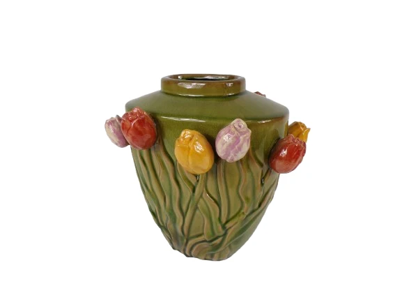 Vase Tulpe Keramik 29x23x30cm Grün