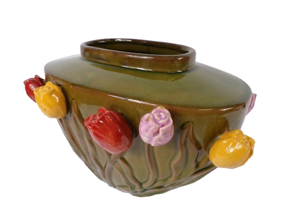 Vase Tulpe Keramik 40x30x28cm Grün
