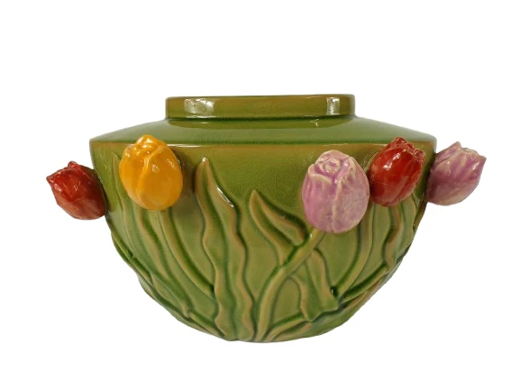 Vase Tulpe Keramik 36x26x24cm Grün