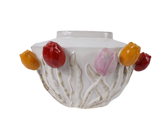 Vase Tulpe Keramik 32x23x20cm Weiß