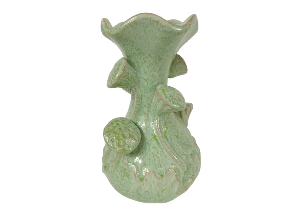 Vase Lotus Keramik D15,5 H26 cm Salbeigrün
