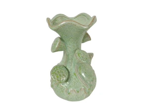 Vase Lotus Keramik D15,5 H26 cm Salbeigrün
