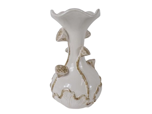 Vase Lotus Keramik D24 H40 cm Weiß