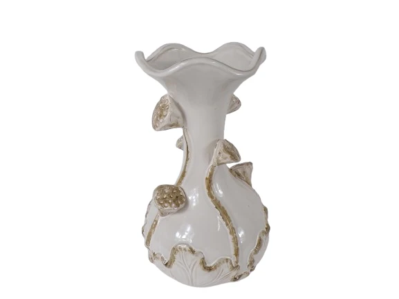 Vase Lotus Keramik D24 H40 cm Weiß