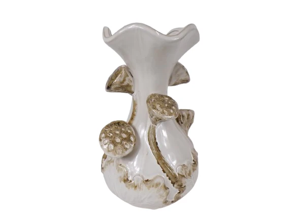 Vase Lotus Keramik D15,5 H26 cm Weiß