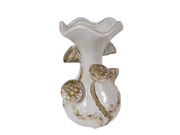 Vase Lotus Keramik D15,5 H26 cm Weiß