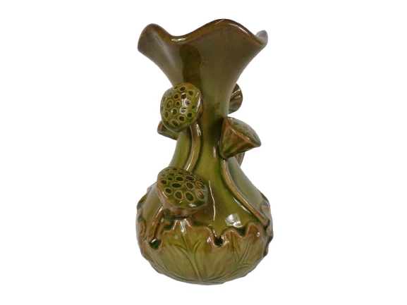 Vase Lotus Keramik D15,5 H26 cm Grün