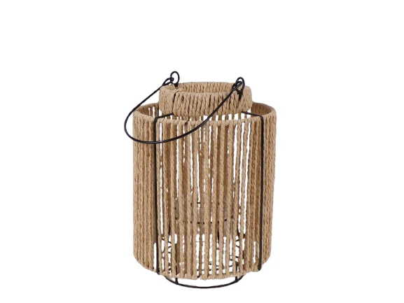 Laterne aus Papierkordel mit Henkel Ø18,5xH26cm naturfarben