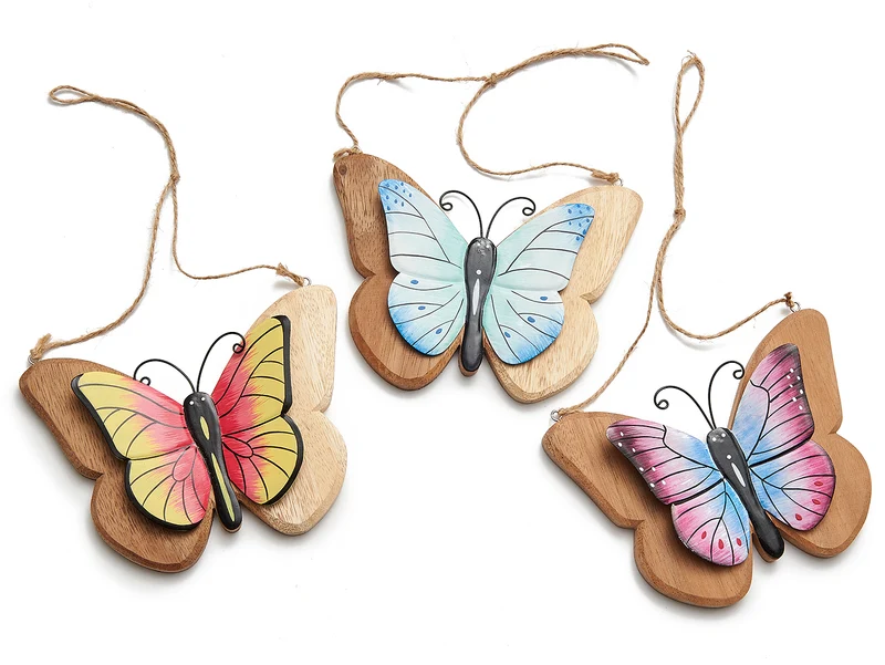 Holzanhänger Schmetterling 'Yara', 3er-Set, ca. 18x13cm