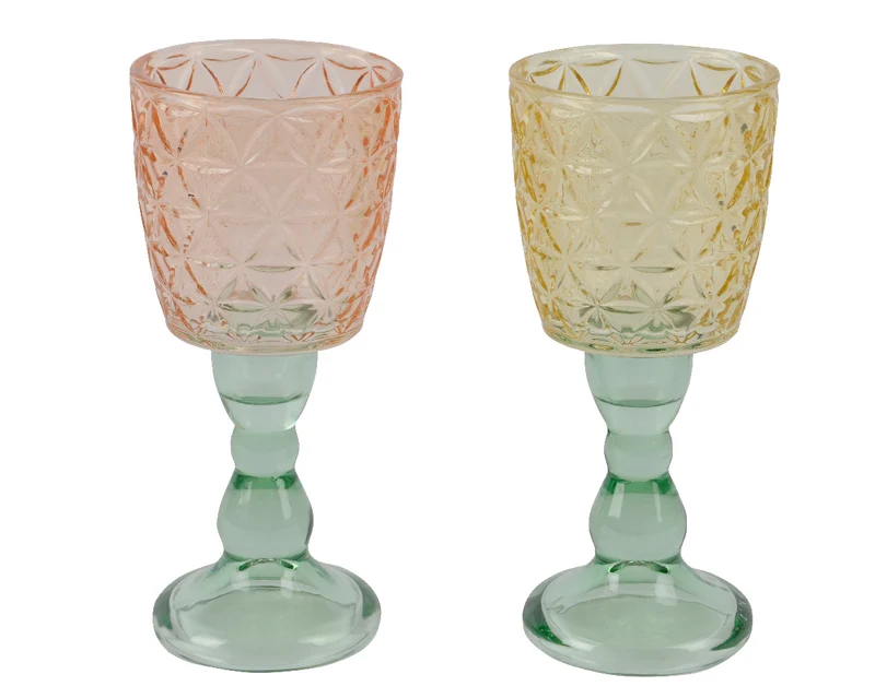 Teelichthalter aus Glas, 2-farbig, Ø 7,6 cm x H 16 cm