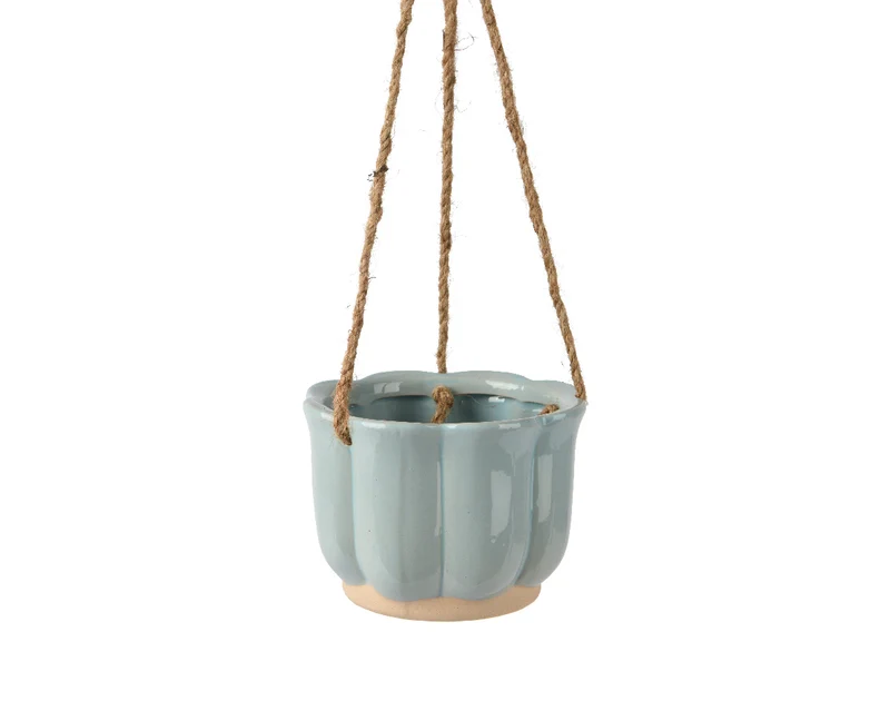 Hängepflanzgefäß Keramik blau Ø 13,2 cm x H 9,5 cm