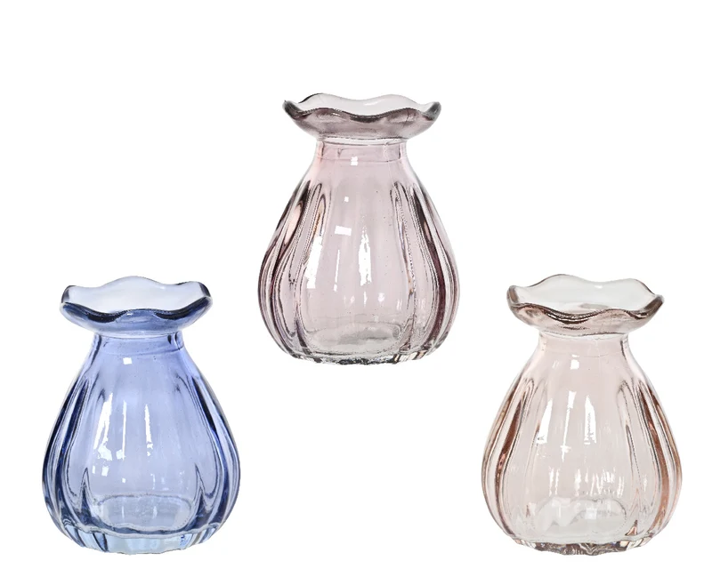 Glasvase 3-farbig, sortiert, D7 H9cm