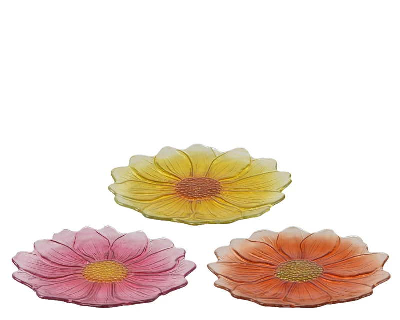 Frühstücksteller aus Glas, 3 Farben sortiert, Ø 23 cm x H 2,5 cm
