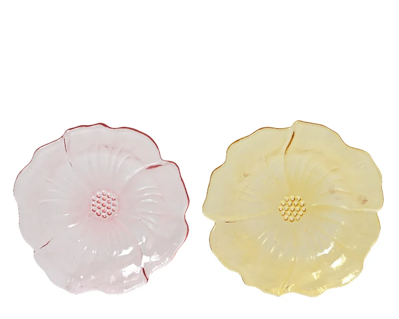 Frühstücksteller aus Glas, 2-farbig sortiert, Ø 20 cm, H 6 cm