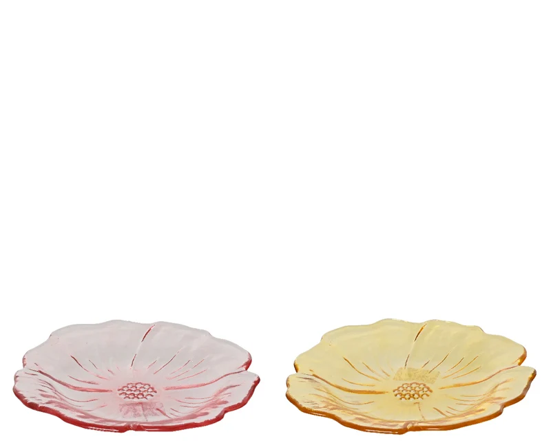 Frühstücksteller aus Glas, 2-farbig sortiert, Durchmesser 17 cm, Höhe 2 cm