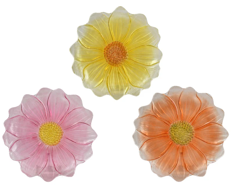 Glasplatte Blume 3 Farben sortiert Ø 30,5 cm x H 2,5 cm