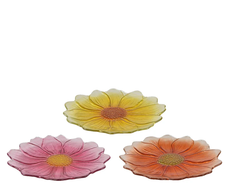 Glasplatte Blume 3 Farben sortiert Ø 30,5 cm x H 2,5 cm