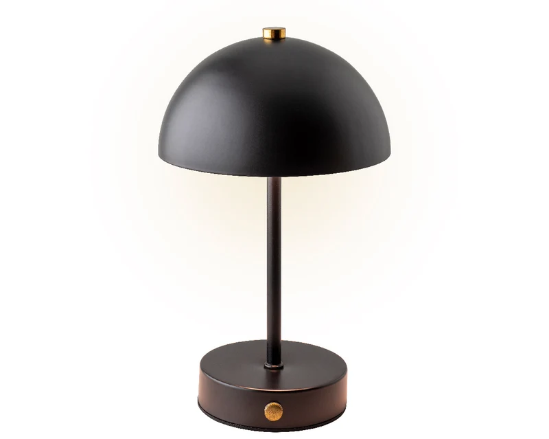 LED-Akku-Tischleuchte aus Metall, schwarz/warmweiß, Ø 15 cm, H 25 cm