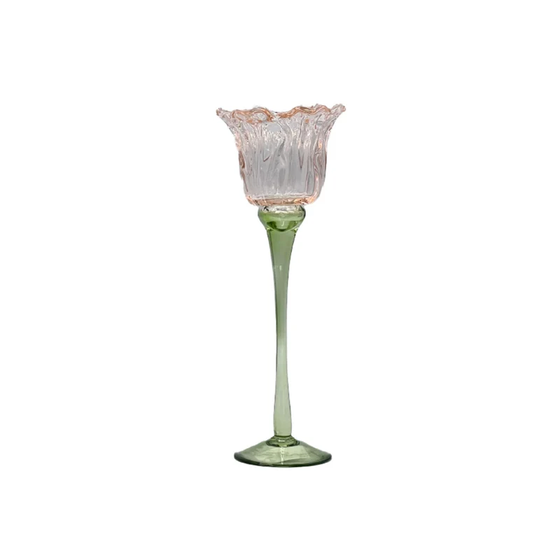 Teelichthalter Flor D9 H26cm Hellrosa