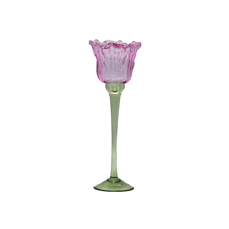 Teelichthalter Flor D9 H26cm Rosa