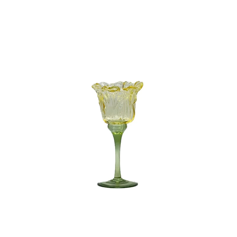 Teelichthalter Flor D9 H20cm Gelb