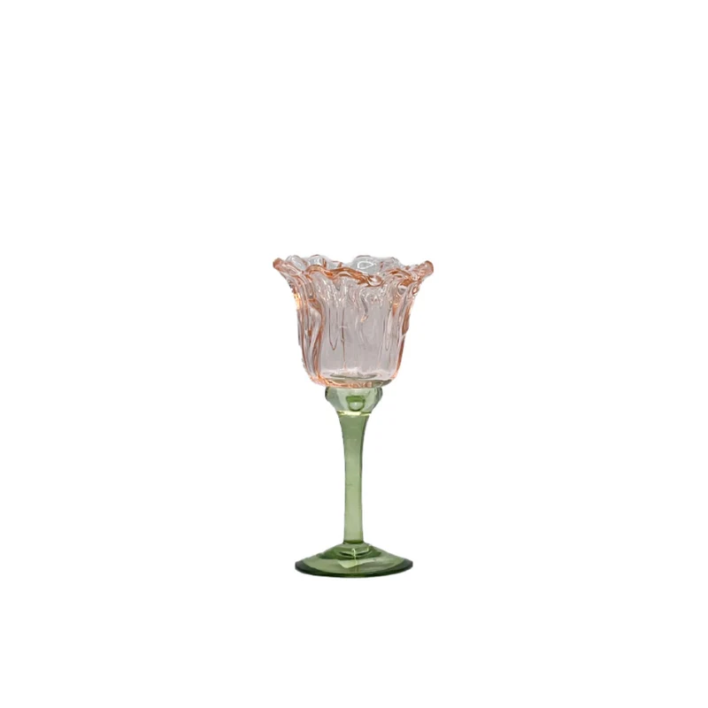 Teelichthalter Flor D9 H20cm Hellrosa