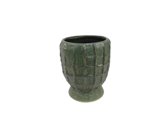 Vase Troyes auf Fuß D19 H23cm Grün