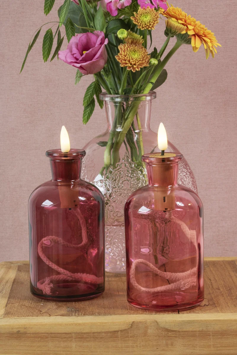 Mit Liebe, Geschenkbox Riga 2 Flaschen mit LED-Docht rosa