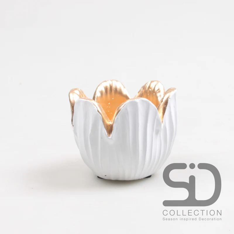 TULPEN-WACHSLICHTHALTER ZEMENT 8,5X6,5 CM WEISS