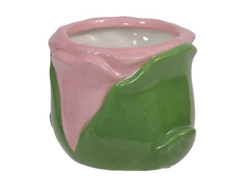 1 Stk. Dolomit-Blumentopf rosa 9x7,5 cm